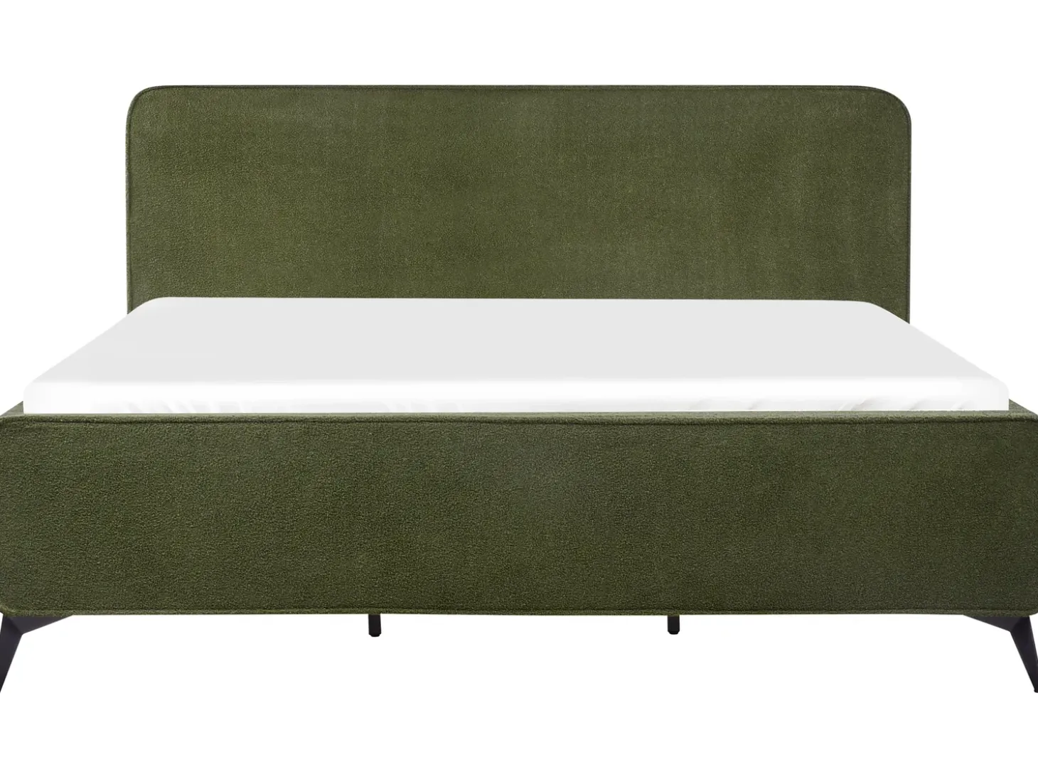 Discount Łóżko Boucle VALOGNES 180 x 200 cm Ciemnozielony Łóżka Tapicerowane|Łóżka Podwójne