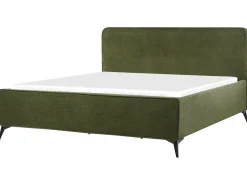 Discount Łóżko Boucle VALOGNES 180 x 200 cm Ciemnozielony Łóżka Tapicerowane|Łóżka Podwójne