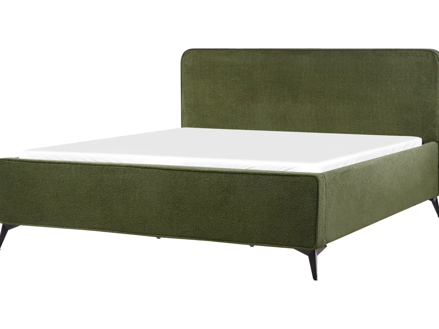 Discount Łóżko Boucle VALOGNES 180 x 200 cm Ciemnozielony Łóżka Tapicerowane|Łóżka Podwójne
