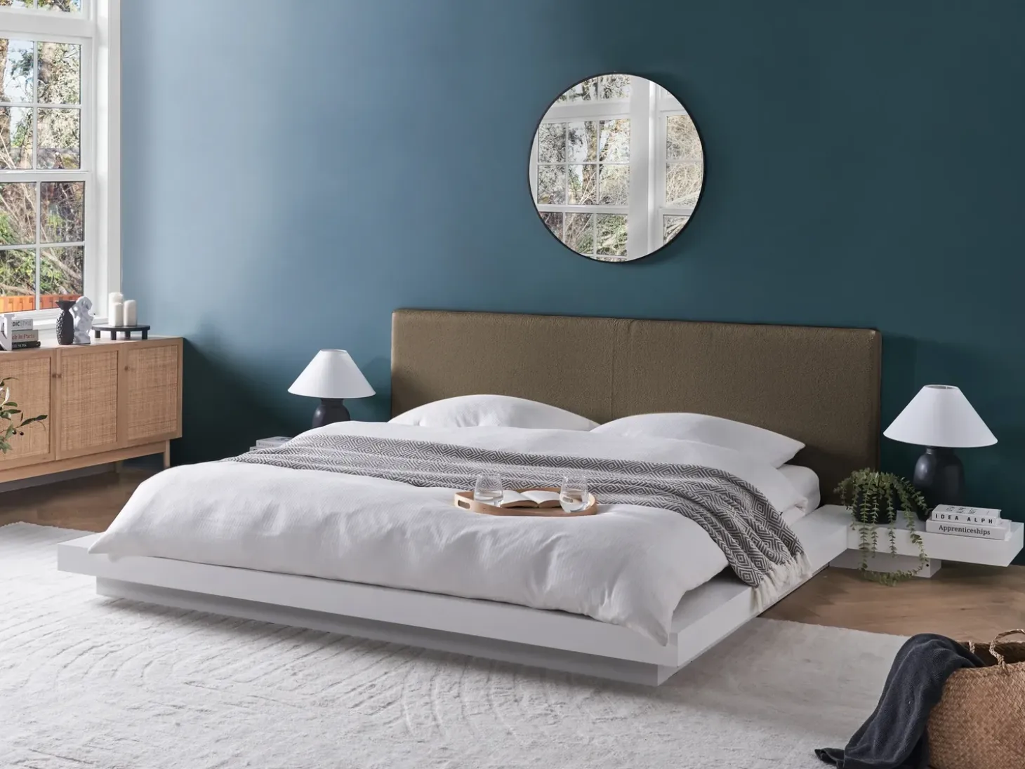 Online Boucle ZEN 180 x 200 cm Biały Łóżka Podwójne|Wszystkie Łóżka