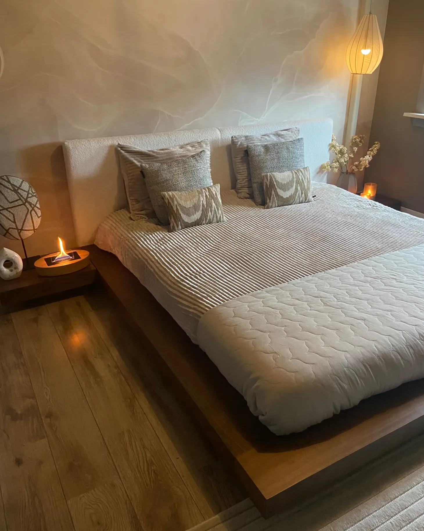 Outlet Boucle ZEN 180 x 200 cm Jesion brązowy Łóżka Podwójne|Wszystkie Łóżka