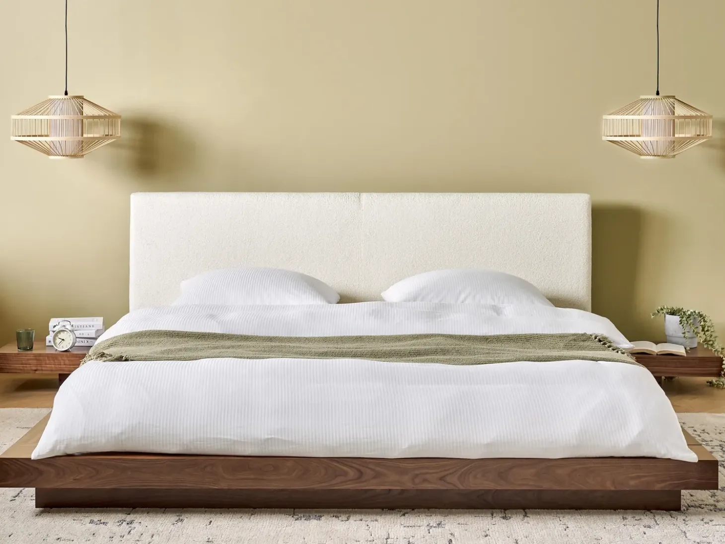 Outlet Boucle ZEN 180 x 200 cm Jesion brązowy Łóżka Podwójne|Wszystkie Łóżka