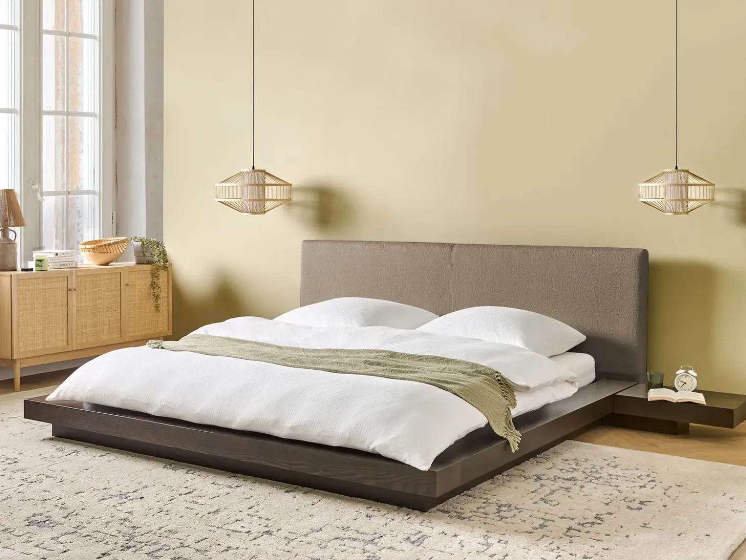 Outlet Boucle ZEN 180 x 200 cm Jesion ciemny Łóżka Podwójne|Wszystkie Łóżka