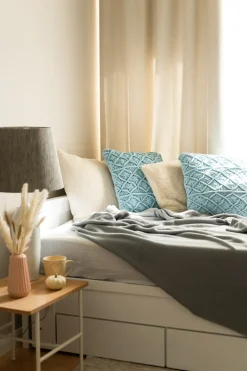 Koc NAZILLI Bawełna 125 x 150 cm Jasnoszary