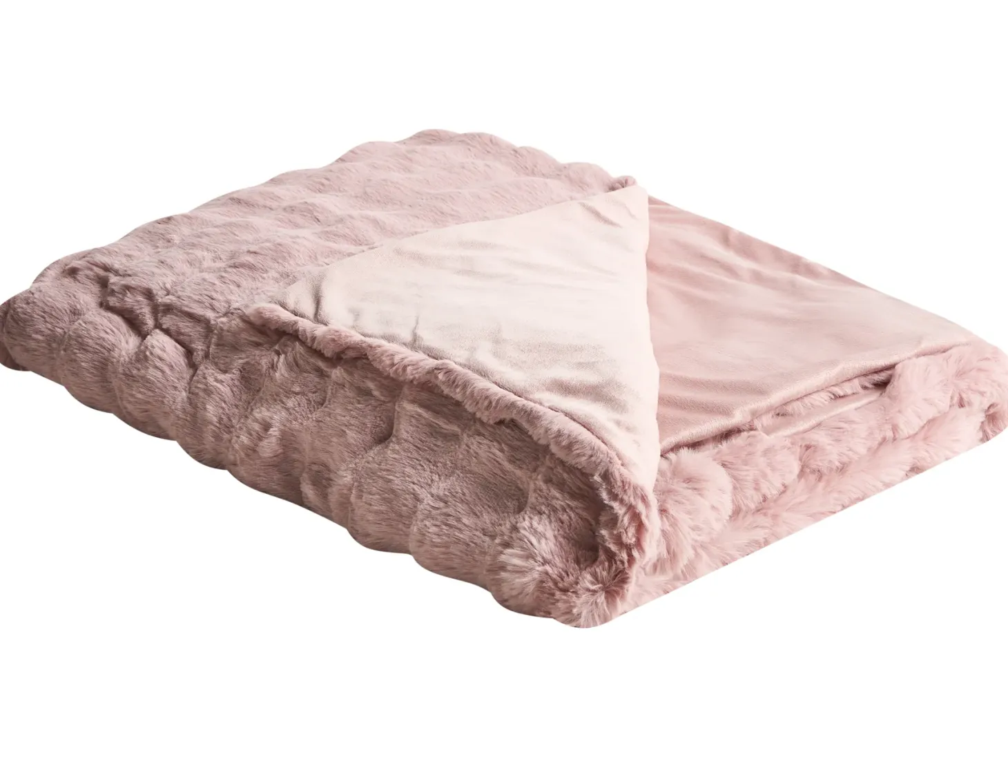 Koc SALKA Sztuczne futro 200 x 220 cm Pastelowy róż