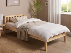 Łóżko Drewno sosnowe FLORAC 90 x 200 cm Jasno Łóżka Pojedyncze|Wszystkie Łóżka