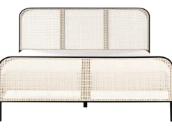 Clearance Łóżko Drewno sosnowe GONFARON 180 x 200 cm Czarny Łóżka Podwójne|Łóżka Rattanowe