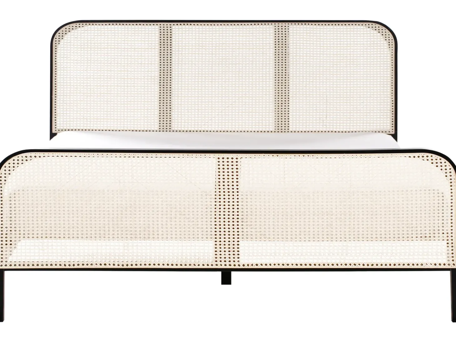 Clearance Łóżko Drewno sosnowe GONFARON 180 x 200 cm Czarny Łóżka Podwójne|Łóżka Rattanowe