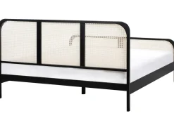 Clearance Łóżko Drewno sosnowe GONFARON 180 x 200 cm Czarny Łóżka Podwójne|Łóżka Rattanowe