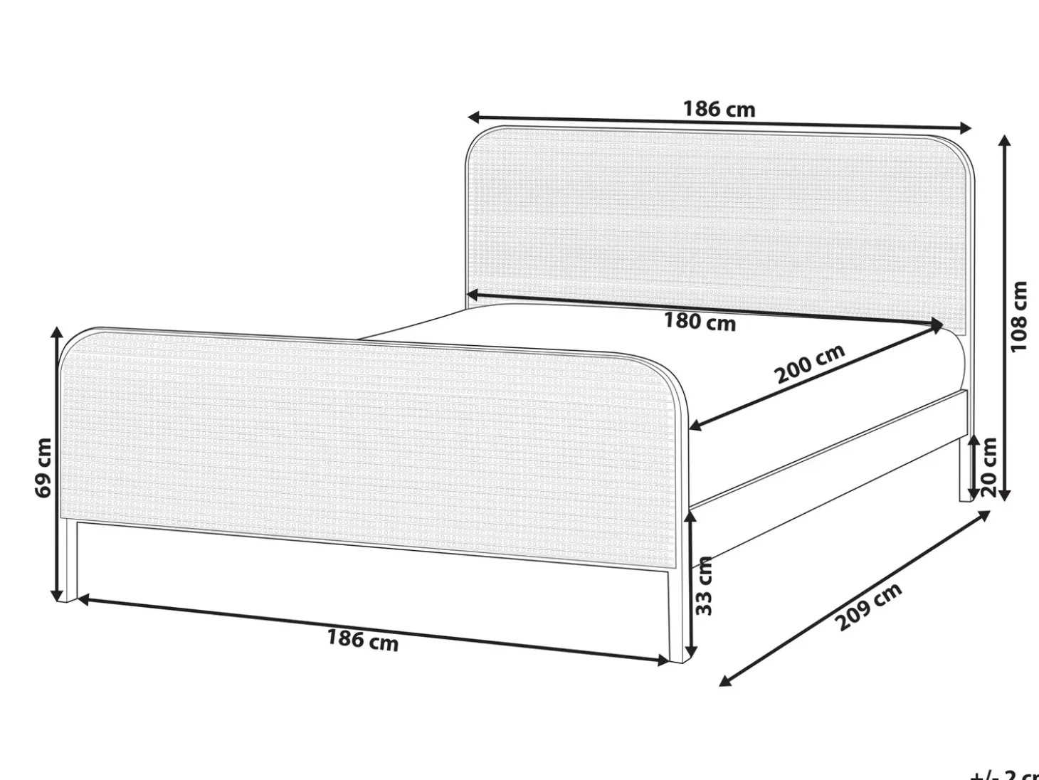 Clearance Łóżko Drewno sosnowe GONFARON 180 x 200 cm Czarny Łóżka Podwójne|Łóżka Rattanowe