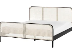 Clearance Łóżko Drewno sosnowe GONFARON 180 x 200 cm Czarny Łóżka Podwójne|Łóżka Rattanowe