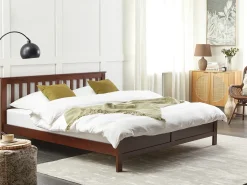 Discount Łóżko Drewno sosnowe MAYENNE 180 x 200 cm Ciemno Łóżka Podwójne|Wszystkie Łóżka