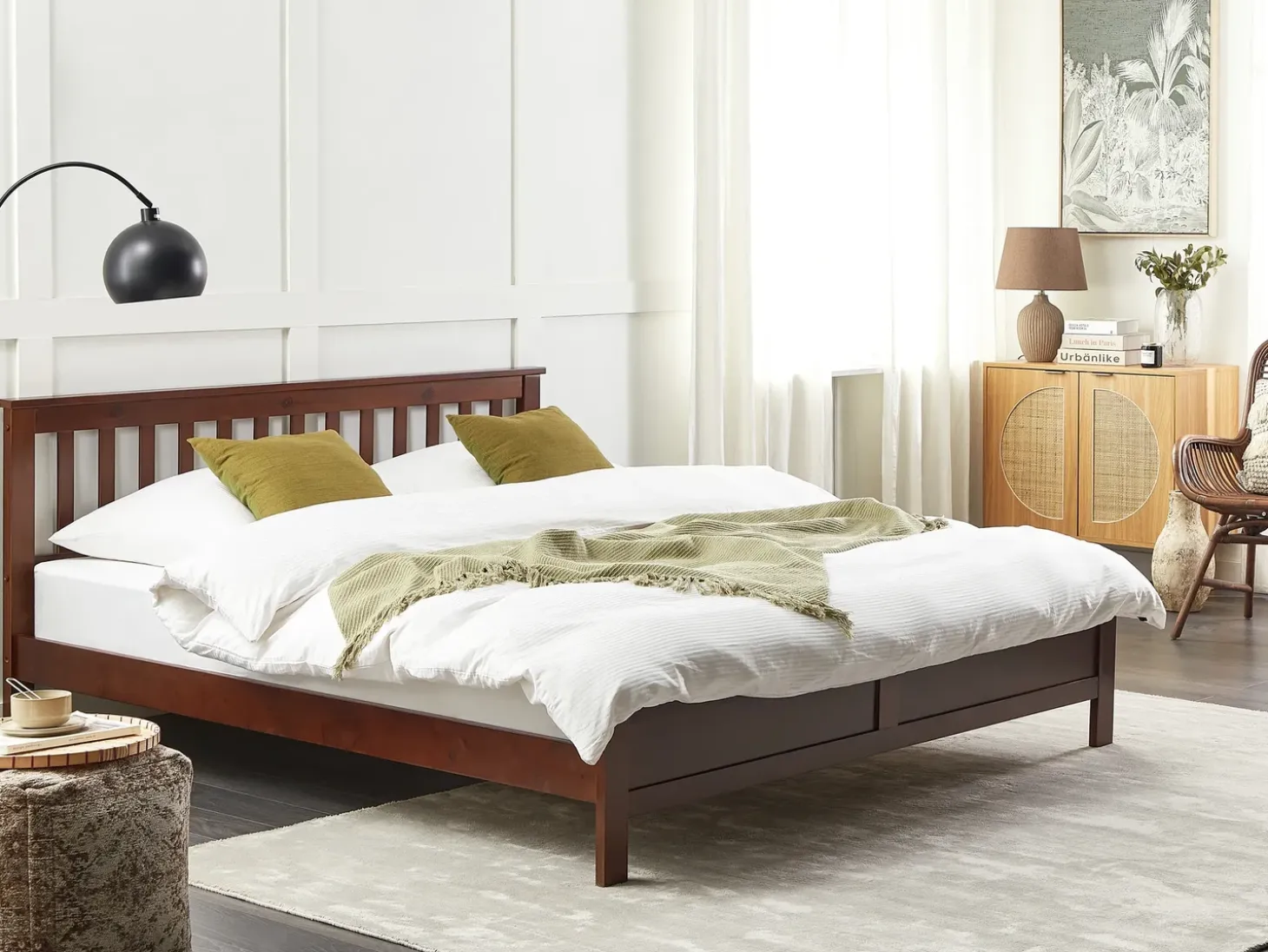 Discount Łóżko Drewno sosnowe MAYENNE 180 x 200 cm Ciemno Łóżka Podwójne|Wszystkie Łóżka