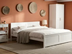 Clearance Drewno sosnowe SABRAN 180 x 200 cm Łóżka Podwójne|Wszystkie Łóżka