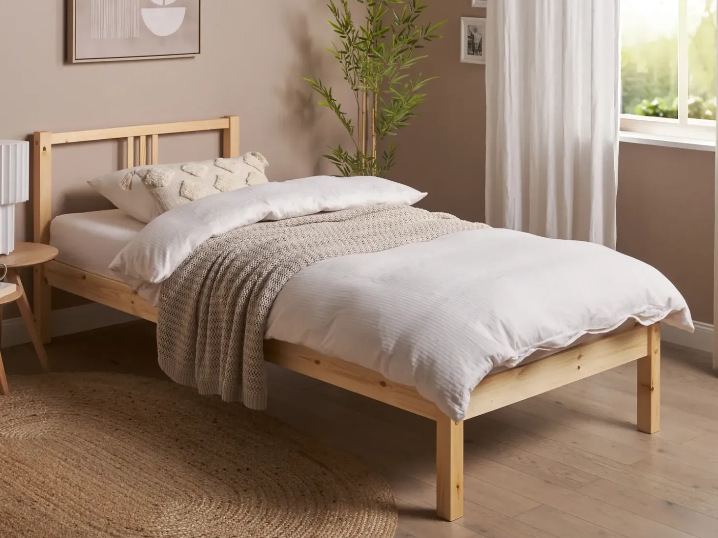 Discount Łóżko Drewno sosnowe VANNES 90 x 200 cm Jasno Łóżka Pojedyncze|Wszystkie Łóżka