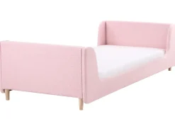 New Łóżko dziecięce Boucle LAYE 90 x 200 cm Różowy Dzieci Wszystkie Meble I Akcesoria Dziecięce|Łóżka Tapicerowane