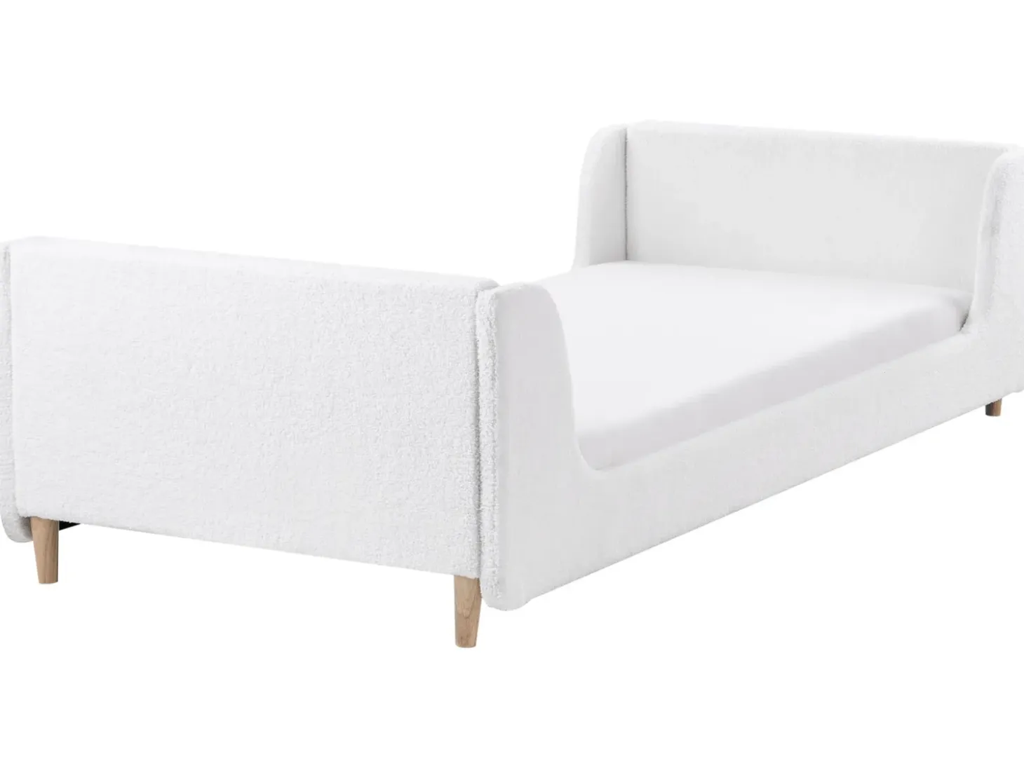 Sale Łóżko dziecięce Boucle LAYE 90 x 200 cm Złamana biel Dzieci Wszystkie Meble I Akcesoria Dziecięce|Łóżka Tapicerowane