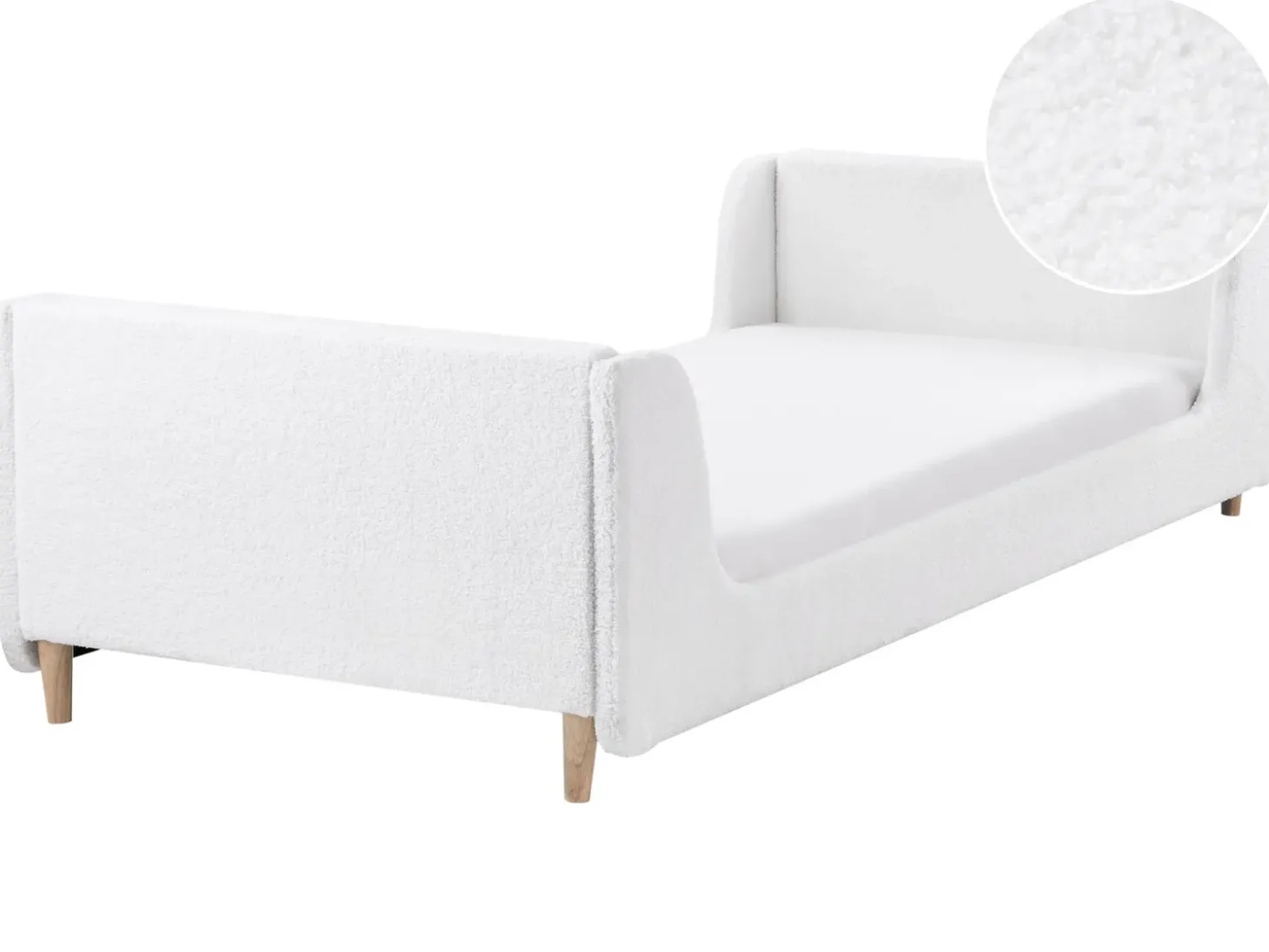 Sale Łóżko dziecięce Boucle LAYE 90 x 200 cm Złamana biel Dzieci Wszystkie Meble I Akcesoria Dziecięce|Łóżka Tapicerowane