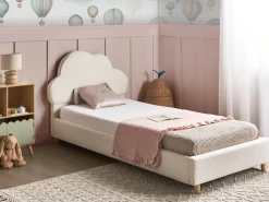 Outlet Łóżko dziecięce Chmurka Boucle BELLEVUE 90 x 200 cm Złamana biel Dzieci Wszystkie Meble I Akcesoria Dziecięce|Łóżka Tapicerowane