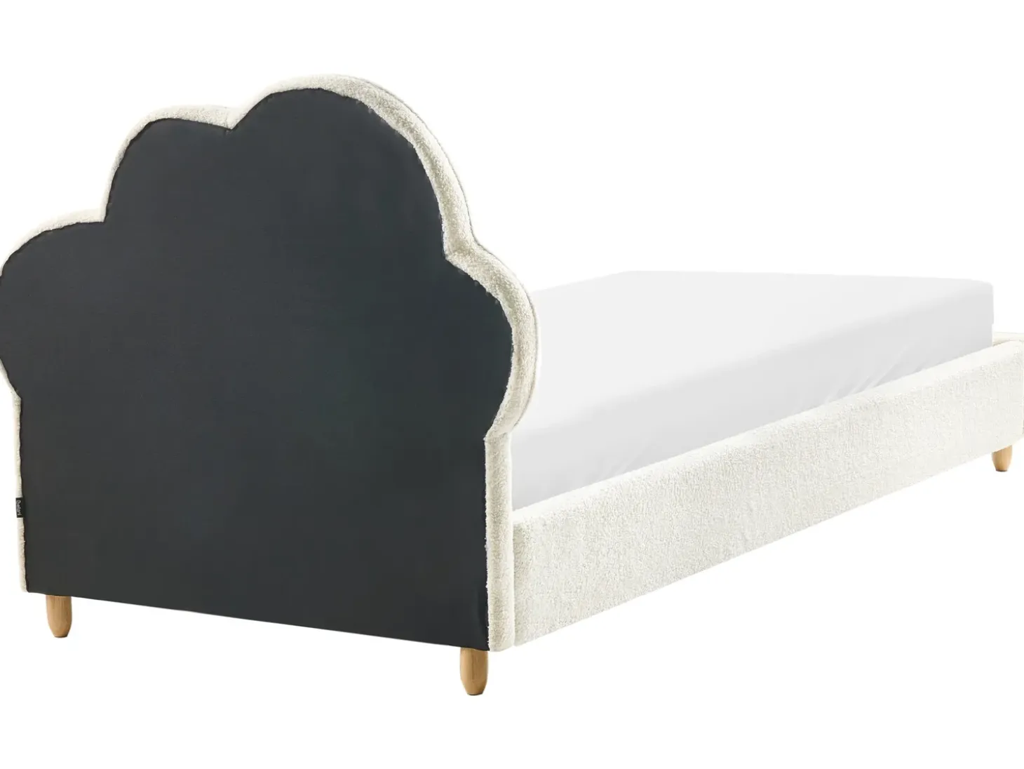 Outlet Łóżko dziecięce Chmurka Boucle BELLEVUE 90 x 200 cm Złamana biel Dzieci Wszystkie Meble I Akcesoria Dziecięce|Łóżka Tapicerowane