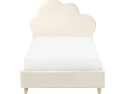 Best Łóżko dziecięce Chmurka Welur BELLEVUE 90 x 200 cm Jasnobeżowy Dzieci Wszystkie Meble I Akcesoria Dziecięce|Łóżka Tapicerowane
