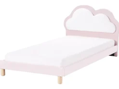 Outlet Łóżko dziecięce Chmurka Welur MAZOU 90 x 200 cm Różowy Dzieci Wszystkie Meble I Akcesoria Dziecięce|Łóżka Tapicerowane