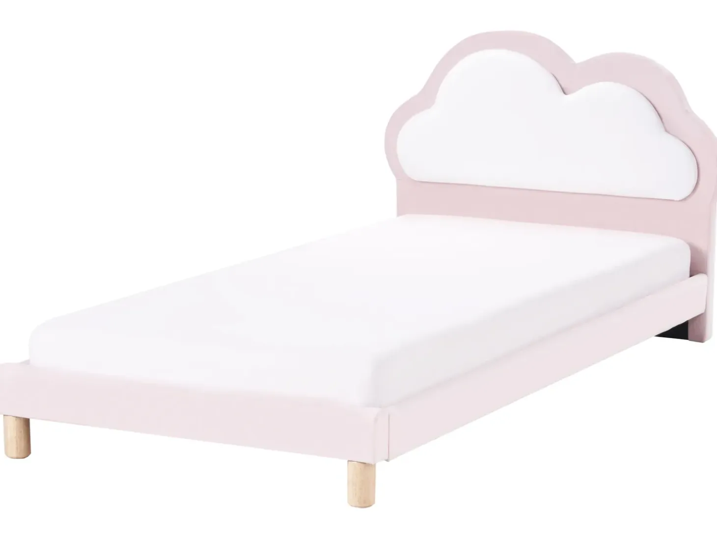 Outlet Łóżko dziecięce Chmurka Welur MAZOU 90 x 200 cm Różowy Dzieci Wszystkie Meble I Akcesoria Dziecięce|Łóżka Tapicerowane