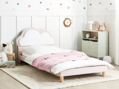 Outlet Łóżko dziecięce Chmurka Welur MAZOU 90 x 200 cm Różowy Dzieci Wszystkie Meble I Akcesoria Dziecięce|Łóżka Tapicerowane