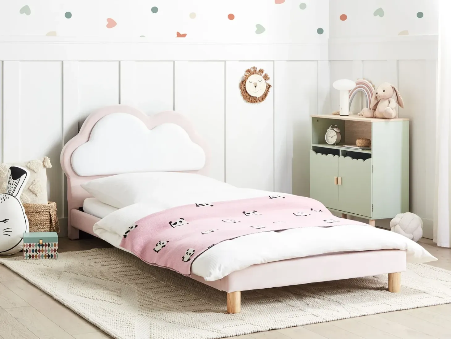 Outlet Łóżko dziecięce Chmurka Welur MAZOU 90 x 200 cm Różowy Dzieci Wszystkie Meble I Akcesoria Dziecięce|Łóżka Tapicerowane