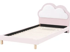 Outlet Łóżko dziecięce Chmurka Welur MAZOU 90 x 200 cm Różowy Dzieci Wszystkie Meble I Akcesoria Dziecięce|Łóżka Tapicerowane