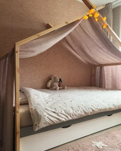 Sale Łóżko dziecięce Domek Drewno sosnowe ORGEVAL 90 x 200 cm ze schowkiem Szary Dzieci Łóżka Drewniane|Wszystkie Meble I Akcesoria Dziecięce