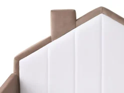 Outlet Łóżko dziecięce Domek Welur KERVAN 90 x 200 cm Jasnobrązowy Dzieci Wszystkie Meble I Akcesoria Dziecięce|Łóżka Tapicerowane