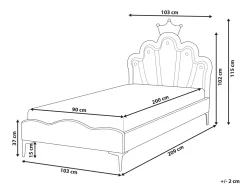 Online Łóżko dziecięce Korona Welur RUBIAN 90 x 200 cm Z LED Biały Dzieci Wszystkie Meble I Akcesoria Dziecięce|Łóżka Tapicerowane