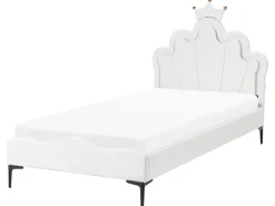 Online Łóżko dziecięce Korona Welur RUBIAN 90 x 200 cm Z LED Biały Dzieci Wszystkie Meble I Akcesoria Dziecięce|Łóżka Tapicerowane