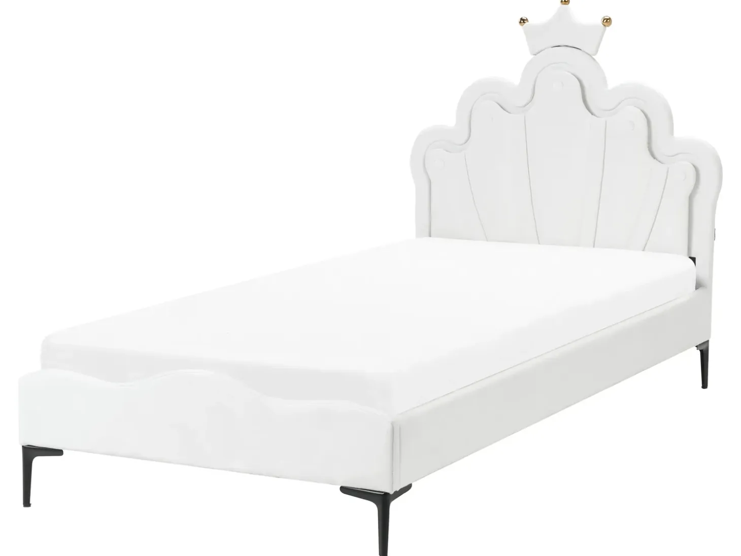 Online Łóżko dziecięce Korona Welur RUBIAN 90 x 200 cm Z LED Biały Dzieci Wszystkie Meble I Akcesoria Dziecięce|Łóżka Tapicerowane