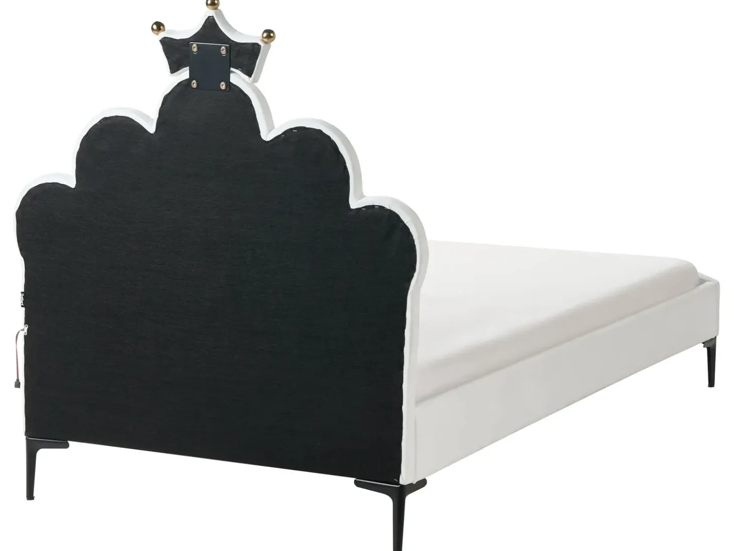 Online Łóżko dziecięce Korona Welur RUBIAN 90 x 200 cm Z LED Biały Dzieci Wszystkie Meble I Akcesoria Dziecięce|Łóżka Tapicerowane