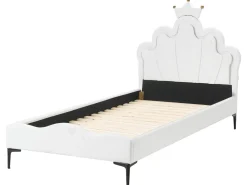 Online Łóżko dziecięce Korona Welur RUBIAN 90 x 200 cm Z LED Biały Dzieci Wszystkie Meble I Akcesoria Dziecięce|Łóżka Tapicerowane