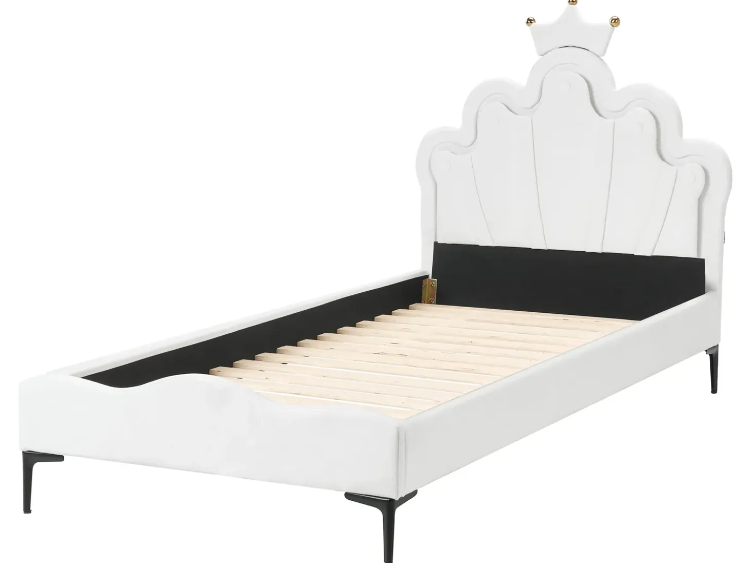 Online Łóżko dziecięce Korona Welur RUBIAN 90 x 200 cm Z LED Biały Dzieci Wszystkie Meble I Akcesoria Dziecięce|Łóżka Tapicerowane