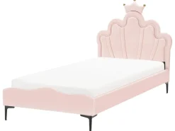 Łóżko dziecięce Korona Welur RUBIAN 90 x 200 cm Z LED Różowy Dzieci Wszystkie Meble I Akcesoria Dziecięce|Łóżka Tapicerowane