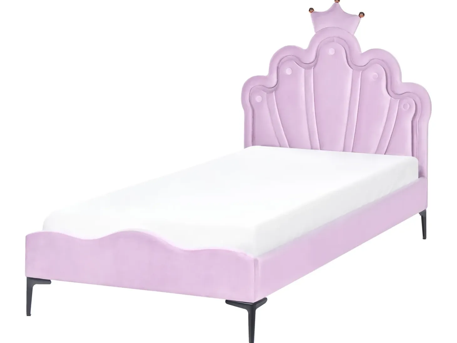 Discount Łóżko dziecięce Korona Welur RUBIAN 90 x 200 cm Z LED Fioletowy Dzieci Wszystkie Meble I Akcesoria Dziecięce|Łóżka Tapicerowane