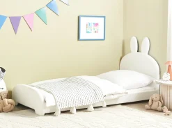 Online Łóżko dziecięce Królik Boucle PERROS 90 x 200 cm Złamana biel Dzieci Wszystkie Meble I Akcesoria Dziecięce|Łóżka Tapicerowane