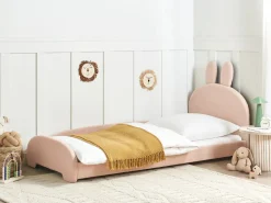 Łóżko dziecięce Królik Boucle PERROS 90 x 200 cm Dzieci Wszystkie Meble I Akcesoria Dziecięce|Łóżka Tapicerowane