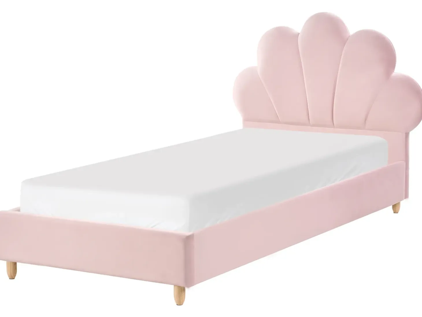 Clearance Łóżko dziecięce Muszla Welur NEULISE 90 x 200 cm Różowy Dzieci Wszystkie Meble I Akcesoria Dziecięce|Łóżka Tapicerowane