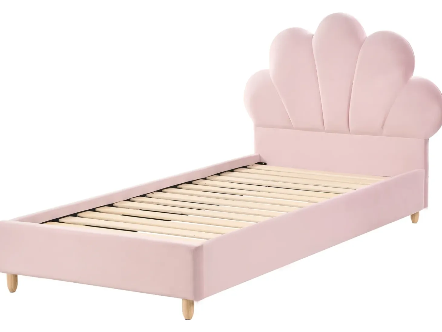 Clearance Łóżko dziecięce Muszla Welur NEULISE 90 x 200 cm Różowy Dzieci Wszystkie Meble I Akcesoria Dziecięce|Łóżka Tapicerowane