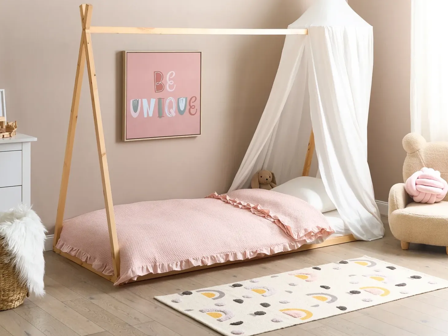 Outlet Łóżko dziecięce Tipi Drewno sosnowe SAURAT 90 x 200 cm Jasno Dzieci Łóżka Drewniane|Wszystkie Meble I Akcesoria Dziecięce