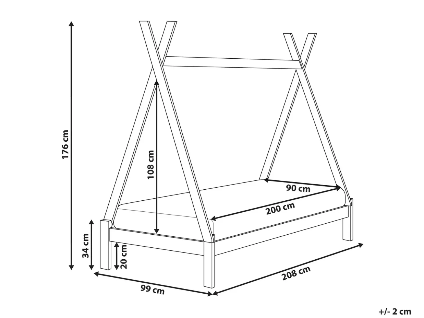 Clearance Tipi Drewno sosnowe DEVAY 90 x 200 cm Dzieci Łóżka Drewniane|Wszystkie Meble I Akcesoria Dziecięce