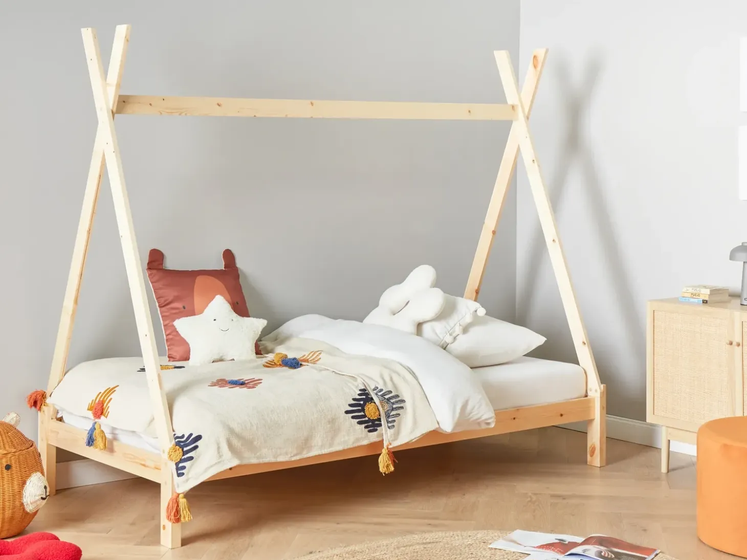 Outlet Łóżko dziecięce Tipi Drewno sosnowe DEVAY 90 x 200 cm Jasno Dzieci Łóżka Drewniane|Wszystkie Meble I Akcesoria Dziecięce