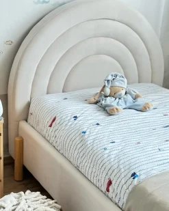 New Welur ANET 90 x 200 cm Beżowy Dzieci Wszystkie Meble I Akcesoria Dziecięce|Łóżka Tapicerowane