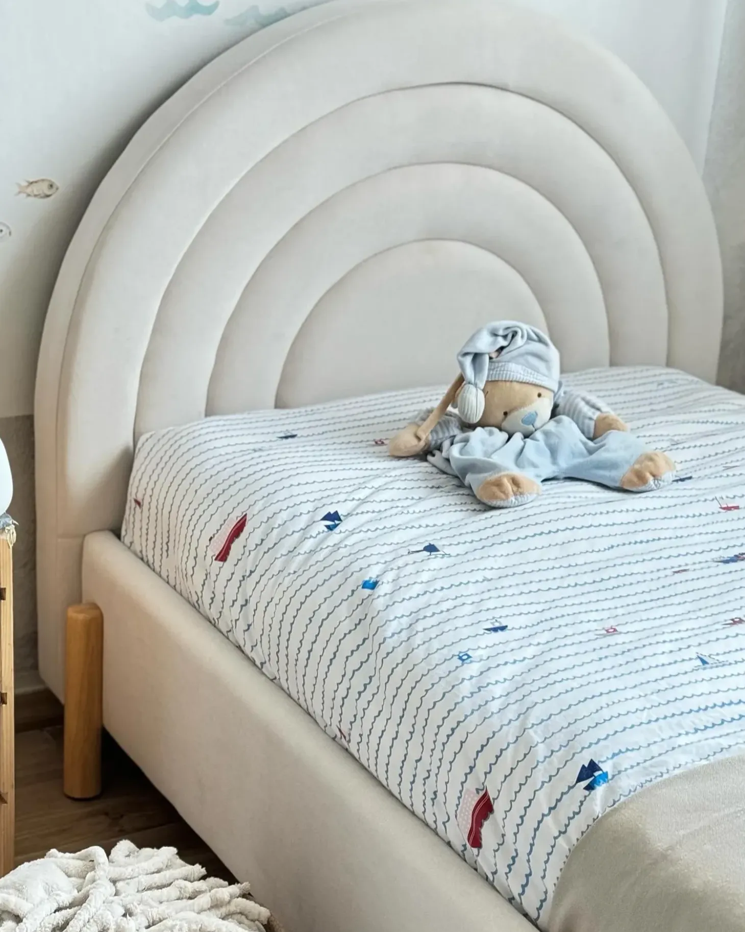 New Welur ANET 90 x 200 cm Beżowy Dzieci Wszystkie Meble I Akcesoria Dziecięce|Łóżka Tapicerowane
