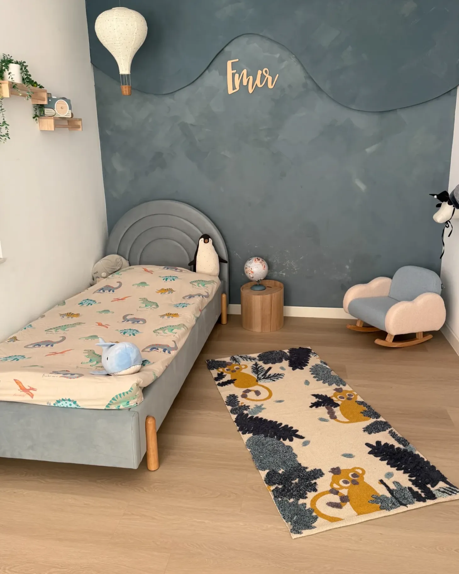 Outlet Welur ANET 90 x 200 cm Błękitny Dzieci Wszystkie Meble I Akcesoria Dziecięce|Łóżka Tapicerowane